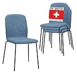ALBATROS Esszimmerstühle 4er Set ENNA, blau - stapelbar, bequemer Polsterstuhl - Eleganter Küchenstuhl, Stuhl Esszimmer oder Esstisch Stuhl, Konferenzstuhl