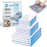 12 Stück Reise Kompressionsbeutel zum Einrollen, 3 Größen (4x 35x50 cm / 4x 40x60 cm / 4x 50x70 cm) Vakuumbeutel für Kleidung Aufbewahrungsbeutel Vakuum Wiederverwendbar Kleiderbeutel für Reisegepäck