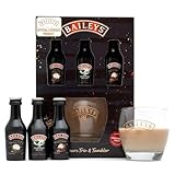 Baileys Gift Set - Baileys Irish Cream, Salted Caramel & Coffee Likör – 3 Miniaturen à 5cl mit Glas – Geburtstags-Geschenkset für Frauen & Männer, Vatertag, Mama-Geschenke zu Weihnachten