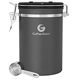 Coffee Gator Aromadichte Kaffeedose Aufbewahrungsbehälter mit CO2 Ventil und Magnetischem Dosierlöffel (Grey, Large)