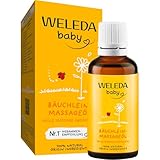 WELEDA Bio Baby Calendula Bäuchlein Massageöl - veganes Naturkosmetik Babyöl / Körperöl hilft Babys & Kindern bei Blähungen. Natürliche ätherische Öle fördert die Verdauung & entspannen (1x 50ml)