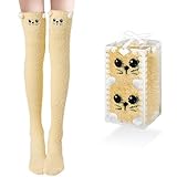 1 Paar, kuschelsocken damen, Kuschel Socken Kniestrümpfe, Kuschel Winter-overknee socken, overknee kuschelsocken, Süße warm, Einheitsgröße, Bringen Sie 1 Geschenkboxen mit, für Damen und Mädchen