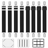 Cisyia 8 Stück Bettlakenspanner Verstellbar, Spannbettlaken Halter mit Metallclips, Bettlaken Spanner Gegen Verrutschen, Bettlaken Spanngurte, Matratzenspanner für Matratze Sofa Bügelbrett (Schwarz)