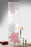 heimtexland ® Flächenvorhang Blume auf Natur Batist gewebt inkl. Zubehör 60 x 245 cm in Bordeaux rot halbtransparent ..passt an Jede Schiene Schiebegardine Gardine Ökotex Typ569