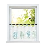ESLIR Scheibengardine modern Bistrogardine Küche Gardinen Transparent Vorhänge mit Schlaufen Kurzgardine Voile Kreis Muster Grün HxB 45x120cm 1 Stück