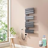 Heilmetz Badheizkörper Elektrisch Smart WiFi Handtuchheizkörper Elektrisch mit Thermostat mit Timer-Funktion Heizkörper Badezimmer Anthrazit Badheizkörper 40x89.9cm