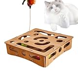 Generisch Katzenpuzzles,Spielzeug Mit Kugelbahn Für Kätzchen | Holz Interaktive Spielbox Zur Reduzierung Von Langeweile Spiel Enrichment Für Hauskatzen Und Katzenkinder
