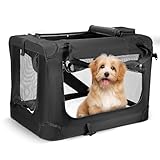 Hundebox faltbar, Faltbare hundetransportbox mit Kissen, transportbox Katze, Fünfseitiges, atmungsaktives Mesh-Design, Die Matte ist maschinenwaschbar, Für Hunde und Katzen, 60×42×42 cm