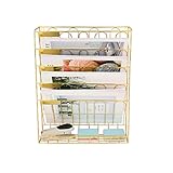 Mesh Wandliteraturhalter， 5-stufiger Metallordner, stapelbarer Hängeordner-Organizer for die Wand, mit Etikettenschlitzhalterungen an Wand und Tür