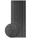 KARAT Premium Teppichläufer mit Muster - 80 x 150 cm, Anthrazit - Modernes Rauten-Design - Teppich - Läufer für Küche, Flur & Wohnraum - Flurläufer Küchenläufer Flurteppich (Olymp)