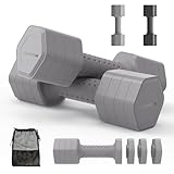 Verstellbare Hanteln 2er Set, Verstellbare Hanteln 2,3 kg mit TPU Weichgummigriff für Home Gym Übung Training, Gewicht für Frauen und Männer (Grau)
