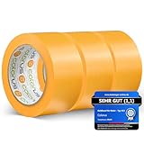 Colorus 3 x Profi Maler-Goldband Soft Tape | Maler Abklebeband 50 mm x 50 m UV beständig | Klebeband für gestochen scharfe Farbkante | Lackierband Lackier-Klebeband Lack-Abdeckband