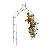 Relaxdays Rosenbogen Metall, Torbogen Garten, HxBxT: 260 x 140 x 38 cm, Stabiler Rankbogen für Kletterpflanzen, schwarz