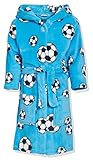 Playshoes Unisex Kinder Fleece-Bademantel Morgenmantel, blau Fußball, 146/152