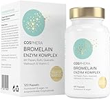 Bromelain hochdosiert 5000 FIP - 6-in-1 Ananas Enzym Komplex mit Papain, Quercetin, Weihrauch, Rutin & Vitamin C - 120 Magensaftresistente Kapseln (2 Monate) - Vegan & Made in Germany von COSPHERA®