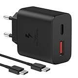 USB C Ladegerät 45W Netzteil Ladekabel für Samsung Galaxy S25 Ultra S24 S23 S22 S21 S20 A56 A55 A54 A36 A35 A26 A25 A16 A15, Tab S10 S9 S8, 2M Schnellladekabel Super Fast Charger Schnellladegerät