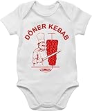 Baby Body Junge Mädchen - Karneval & Fasching - Original Döner Kebab Logo - 1/3 Monate - Weiß - lustige babybodys faschingsstrampler fastnacht doner bodys babygeschenk lustig faschings kebap