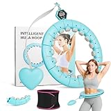 Smart Hula Hoop Reifen Erwachsene mit Gewicht Kugel und Hüftgürtel, Umfang (70-130cm) Abgebauter Fitnessreifenl, Hoopie Der Nie Herunterfällt für EIN Lustiges Training. (Blau)