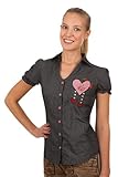 Edelnice Trachtenmode Trachten Bluse gepunktet mit Herz Applikation und Röschen (48)