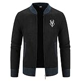 Trachtenjanker Für Herren Lang Langarm Sportlich mit Kapuze Strickjacke Trachtenjacke 3XL Modern Leicht Cardigan Wintermantel mit Reißverschluss Strick Sweatjacke Freizeit-Jacke
