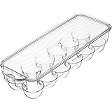KitchenCraft Eierkorb, Kühlschrankbehälter, für 12 Eier, Durchsichtiger Kunststoff mit Deckel, Stoß- und Bruchsicher, 32,5 cm x 11,5 cm x 7,5 cm