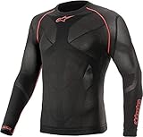 Alpinestars Ride Tech V2 Top Long Sleeve Summer, Kompressionsshirt Herren, Langarm Funktionsshirt, Schwarz/Rot, XL-XXL