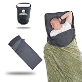 Seidenschlafsack I Hüttenschlafsack aus Naturseide und Baumwolle I Baumwoll Schlafsack Inlett, Inlay I Reiseschlafsack dünn, leicht und kompakt, Grau