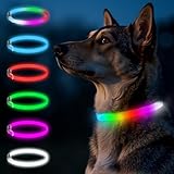 Hundehalsband Leuchtend LED - Wiederaufladbar USB & Wasserdicht - Leuchthalsband Hund Verstellbar - Sicherheitshalsband für Hunde Mittelgroß Groß - Nachtspaziergang Reflektierend (68cm)