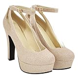 SOIMISS Elegante High Heels Brautschuhe mit Spitzem Zehenbereich Goldfarbene Plateau Schuhe Mittelhoher Absatz Bequeme Hochzeitsschuhe für Damen