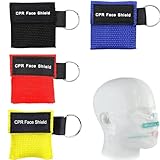 4 Stück Beatmungsmaske Erste Hilfe,Beatmungsmaske Schlüsselanhänger,CPR Maske Face Shield,Beatmungstuch,Mund zu Mund Beatmung Schutz,Eeignet für Die Notfallrettung