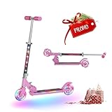 YEE RUN Roller Kinder,Kinder Roller mit coolen LED-Lichtern, Faltbar, Hinterradbremse, 3 Höhenverstellbar, Scooter Kinder ab 3-12 Jahre，4 Zoll Große Räder Für - 50KG Max