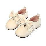 aaSccex Modische Herbstschuhe für Mädchen, flach, leicht, Klettverschluss, einfarbig, Schleife, einfache Jugendstiefel, Größe 38, beige, 29 EU
