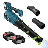 Kabelloser Laubbläser mit 2 Akkus, 21 V, große Kapazität, 3 Düsenarten, 2000 U/min, elektrischer Hand-Laubbläser, leicht, zum Wegblasen von Laub oder Schnee, Rasenpflege
