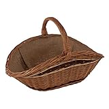 decorwelt Korb für Kaminholz mit Innenfutter 68x44x40 cm Kaminkorb aus Weide mit Juteeinlage für Brennholz | Kamin Holzkorb geflochten Kaminholzkorb Weide | Weidenkorb Kaminholz Weidenkörbe für Holz