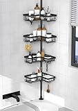 Kegii Teleskop Duschregal Teleskopregal Bad Duschablage Eckregal für Dusche und Badewanne Schwarz, 4 Stück - Teleskopregal Badezimmer Organizer
