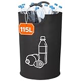 Lifewit 115L Pfandflaschen Sammelbehälter, Groß Pfandflaschen Aufbewahrung, Behälter Leergut & Altglas Aufbewahrung mit Softgrip-Griffen aus Aluminium, Flaschensammler Küche Abstellraum，Schwarz