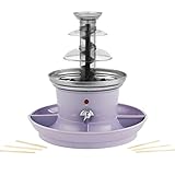 Petra PT3428PPVDEEU7 Schokoladenbrunnen 3 Etagen - Kaskadendesign, einfache Reinigung, Dip & Share Schokofontäne, umfasst 2 Obst/Snacks Tabletts & 100 Bambusspieße, Schokoladenfondue, 70–90 W, violett