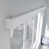 3-in-1-Gardinenstange mit Volant und Lichtgürtel, Wandmontage, für Wohnzimmer, Schlafzimmer, Trennwand, anpassbare Länge, Weiß, 200 cm