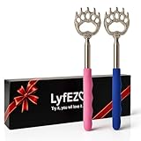 2 Stück Teleskop-Rückenkratzer mit Bärenklaue, Pink & Blau - Rückenkratzer mit Ausziehbar Kratzhand -Rückenkratzer für Mann und Frau