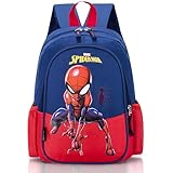 Menelos Kindergartenrucksack Jungen, Kinderrucksack Jungen, Kindergarten Rucksack für Jungs, Kinder Tasche mit Cartoonmuster 31 x 21 x 15cm (Rot + Blau)