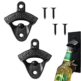 2 Stück Flaschenöffner Wand,Bieröffner,Bieröffner Wand,Wandflaschenöffner,Vintage Wandflaschenöffner Mit Schrauben, Für Zuhause, Garten, Bar, Ktv, Hotel