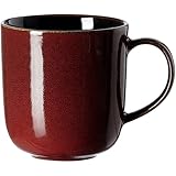 Ritzenhoff & Breker Gambia Kaffeebecher, 400 ml, Runder Henkelbecher mit Farbverläufen, Skandinavisches Design mit Reaktivglasur, Steinzeug, Rot