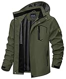 TACVASEN Übergangsjacke Herren Regenjacke Wasserabweisend Funktionsjacke Atmungsaktiv Windjacke Hoodies (XL, Armeegrün)