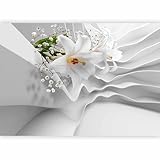 murando Fototapete Blumen Lilien 350x256cm Foto Tapete Schlafzimmer Wohnzimmer Vliestapete XXL Motivtapeten Bildtapete 3d Effekt Wand Dekoration - Blume Abstrakt weiß 3D Optisch Illusion b-C-0144-a-a