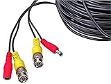 50 m, BNC-Stecker auf 2,1 mm DC-Netzstecker, schwarz, CCTV-Kabel, kompatibel mit BLUPONT, S-Video-/CCTV-Kabeln