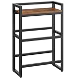 HOOBRO 3-stöckiges Getränkekistenregal für 2 Kisten, Getränkeregal, Bier- und Obstkistenhalter, Tragkraft 50 kg/Etage, Metallgestell, für Küche, Garage, Laden, Vintagebraun und Schwarz EBF102CJ01