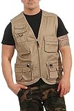 Mivaro Herren Safari-Weste mit vielen praktischen Taschen, funktionale Arbeitsweste, Outdoor-Weste, Größe:M, Farbe:Beige