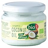 BIOASIA Bio Kokosöl, kaltgepresst, naturbelassen ohne Zusatzstoffe, veganes Fett zum Kochen, Braten und Backen, auch als Naturkosmetik verwendbar, 100 % Bio, 250 ml