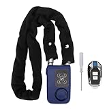 Ausla Fahrradschloss mit Fernbedienung, Edelstahlkette 4-stelliges Digitales Passwort Vibrationsalarm Fahrradschloss mit Dualer Entriegelung Schlüsselloser Locator (BLUE)