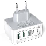 USB Ladegerät Mehrfach, 50W USB C Stecker, Ladestecker USB Schnellladen Netzteil USB Tecker mit USB 5 Ports Mehrfach USB c Charger Adapter für iPhone 16/15/14/13/12/11/SE, Samsung, Handy ladegerät